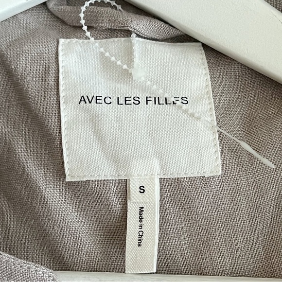 Avec Les Filles 100% Linen Belted Trench Coat Taupe Small NWOT - Picture 12 of 13